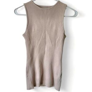 Beige Rib Knit Sweater Tank Top - Large